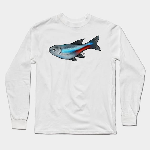 Fish - Tetras - Neon Tetra Long Sleeve T-Shirt by Jen's Dogs Custom Gifts and Designs